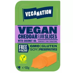 Veganation plant-based Cheddar flavor product 125 g, vegan cheese alternative