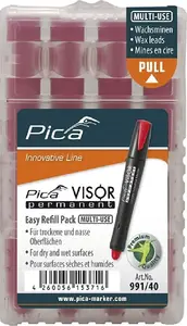 Pastāvīgās pildvielas PICA MARKER 991/40/SB — sarkans tinti, nomaiņas kapsula