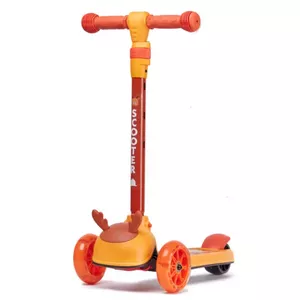 Riff Kids Tricycle Scooter with Soft Rubber 11cm LED light wheels adjustable Pole 55-70cm (Max 40kg) Deer