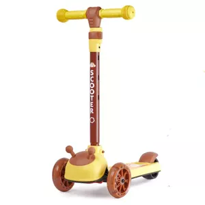 Riff Kids Tricycle Scooter with Soft Rubber 11cm LED light wheels adjustable Pole 55-70cm (Max 40kg) Bee