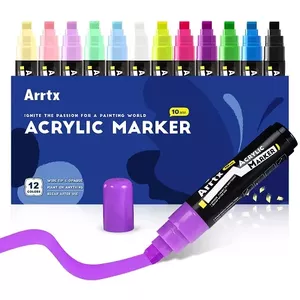 Akrila marķieri Arrtx LC303274 — 12 krāsas, komplekts ar smalku galu mākslai un rokdarbiem