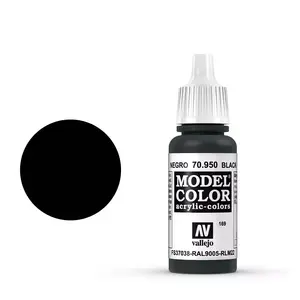 Akrila krāsa VALLEJO 70.950 — melna, šķidra, 17 ml