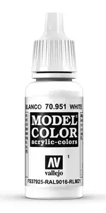 Akrila krāsa VALLEJO 70.951 White matēta 17 ml pudelīte