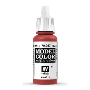 Akrila krāsa pudelītē VALLEJO 70.957 Flat Red 17 ml