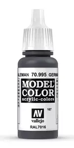 Akrila krāsa VALLEJO 70.995 German Grey 17 ml pudelē, melni/pelēks tonis