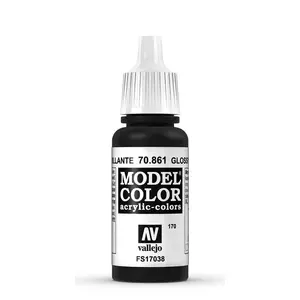Akrila krāsa VALLEJO 70.861 — Melna, spīdīga, 17 ml pudelīte