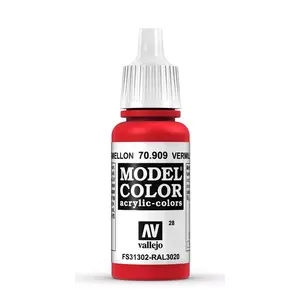 Akrila krāsa VALLEJO 70.909 Vermilion 17 ml — pudele, matēts pārklājums