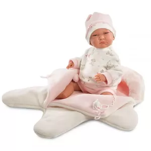 Llorens lelle Newborn Lala 42 cm rozā kombinezonā - reālistiska mazulim līdzīga lelle
