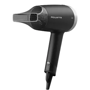 Фен Rowenta Express Style CV1810 мощностью 1600 Вт с двигателем постоянного тока, концентратором, ионизацией, холодным обдувом, 2 скоростями, 2 режимами нагрева и функцией путешествий, черно-серебристый