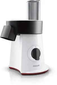 Philips Viva Collection HR1388/80 salātu griezējs ar 200 W jaudu, nerūsējošā tērauda asmeņiem, plastmasas krūzi un 600 apgr./min griešanās ātrumu melnā, sarkanā un baltā krāsā