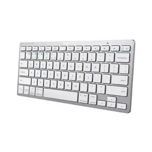Беспроводная Bluetooth мини-клавиатура TRUST 24651 — US QWERTY, 85 клавиш, серебристая, ножничные переключатели, мультиустройство
