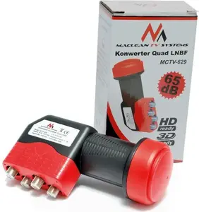 Satellīta LNB QUAD 65 dB MACLEAN MCTV-629, četri izejas kanāli, zems trokšņu līmenis 65 dB