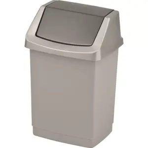 Waste bucket Curver Click-it 15L silver, plastic bin 28×23.5×43.8 cm