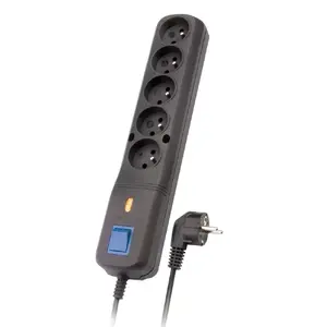 Сетевой фильтр Lestar LV530W 2,5 м — 5 розеток Type E, 155 Дж, вилка Type F, черно-серый