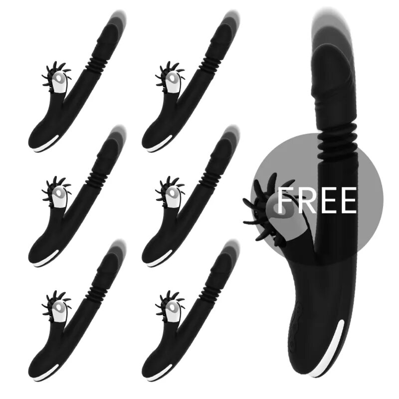 Dvivirses vibrators BLACK&SILVER BUNNY REED UP