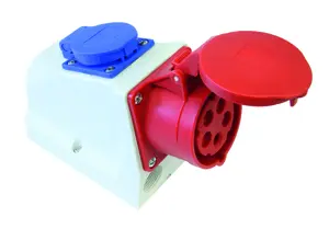 PCE 9225-6F. CEE Combination Socket 32A 400V 3P+N+E with 230V Schuko Outlet IP44