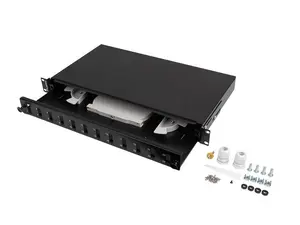Patch Panel Lanberg FOP1-12SD-LQB 1U Steel Black Rack Mounting