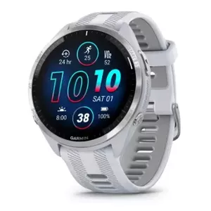 Смарт‑часы GARMIN Forerunner 965 — корпус 47 мм из титана, 1.4" AMOLED, 32 ГБ, 23 дня автономии, GPS/GLONASS/Galileo, белый ремешок