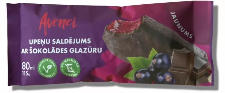 Avenei upeņu saldējums šokolādes glazūrā, 450-15501