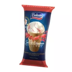 BALTAIS Krējuma saldējums ar bārbeles garšas pildījumu vafeļu glāzītē 125ml/65g