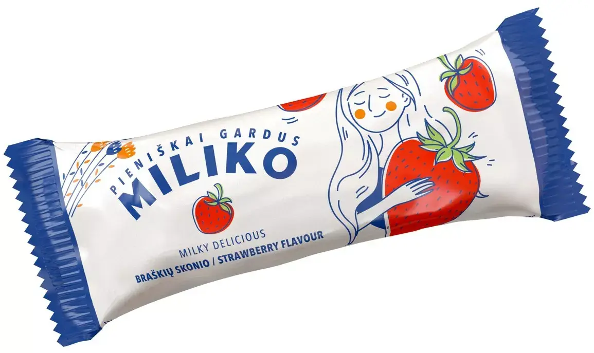 Glazēts sieriņš MILIKO ar zemeņu garšu