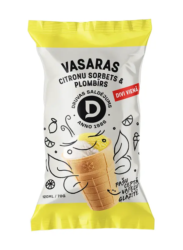 Druvas saldējums Citronu sorbets un plombīra