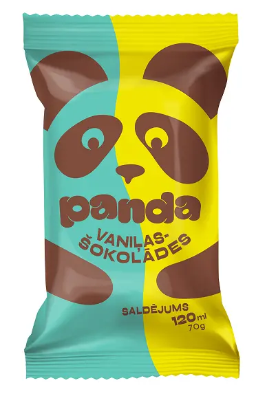 Druvas saldējums Vaniļas-šokolādes saldējums PANDA vafeļu