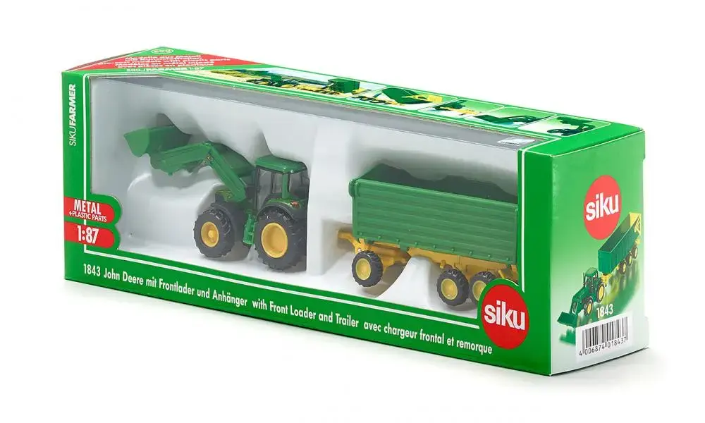 Трактор Siku John Deere с погрузчиком и прицепом Photo 2