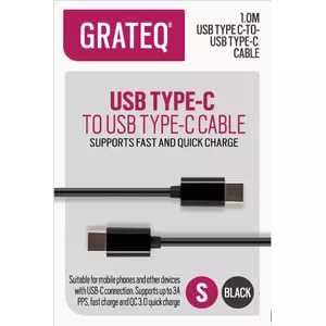 USB кабель GRATEQ 85060QC USB 2.0 1м USB C черный