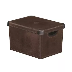 Storage box Curver Deco Stockholm L 39.5×29.5×23.5 cm with lid, leather-look