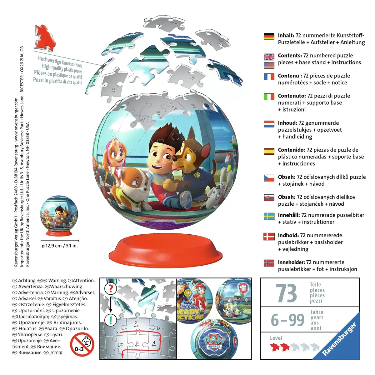 3D Puzle Ravensburger Paw Patrol 72PC Photo 3