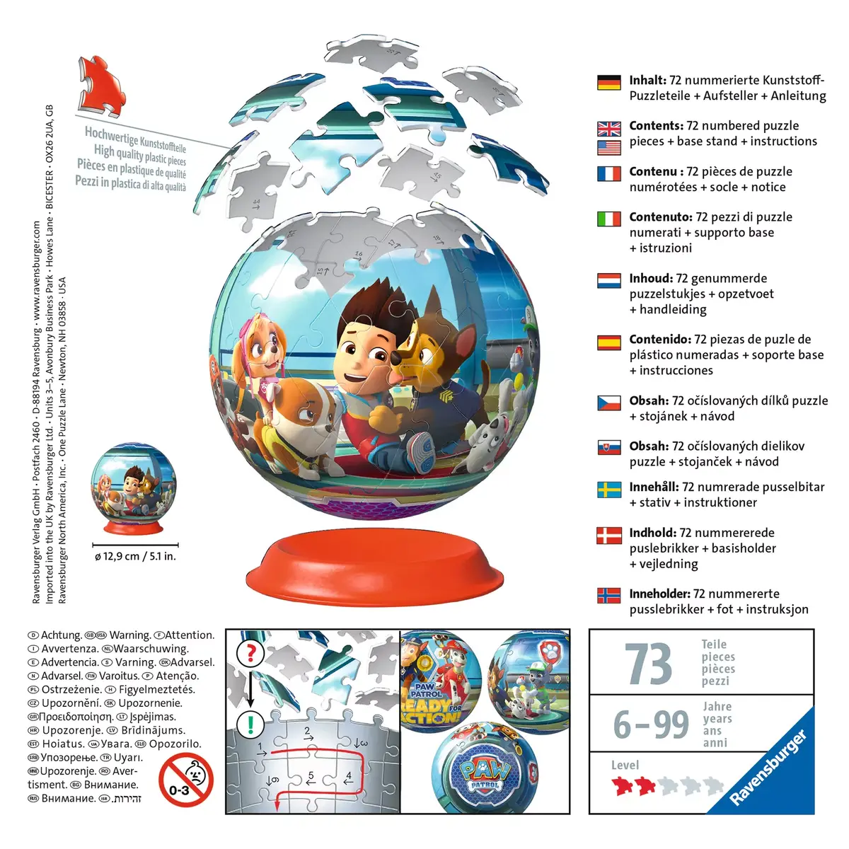 3D Puzle Ravensburger Paw Patrol 72PC Photo 4