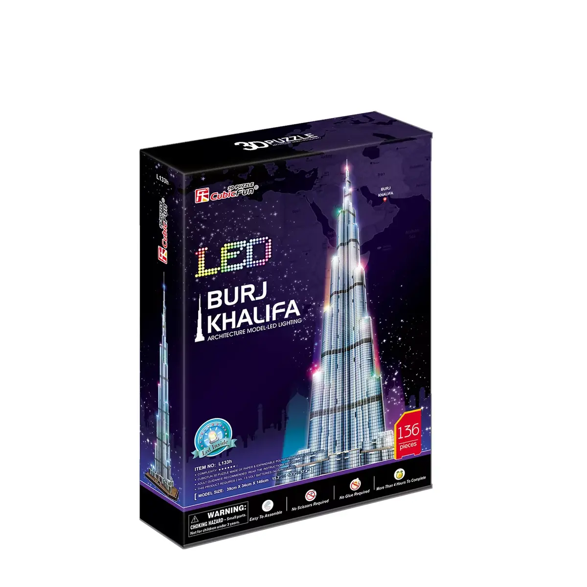 3D Puzle CubicFun Burj Khalifa LED Photo 4