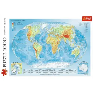 Пазл TREFL — Физическая карта мира, 1000 деталей, ширина 480 мм, 12+