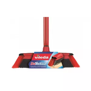 Floor broom VILEDA 143703 with handle, technopolymer, soft/hard bristles, indoor, 130 cm, red