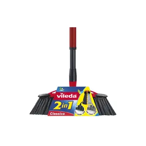 Indoor broom VILEDA 143783 with 130 cm handle, technopolymer body, soft/hard bristles, black