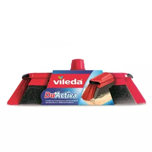 Indoor broom VILEDA 151221 with rubber head, soft/hard bristles, red, 340 mm pack width