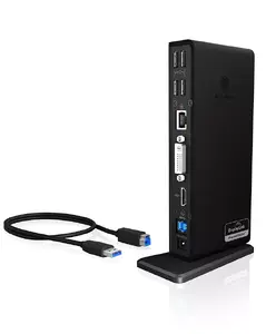 Docking station ICY BOX IB-DK2241AC — USB 3.2 Gen 1 Type-A, 2× USB3.0, 4× USB2.0, HDMI, DVI-I, Gigabit Ethernet, 5 V output
