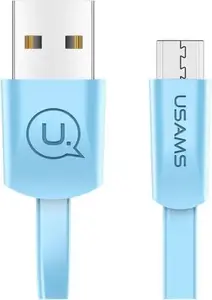Cable usams Flat U2 microUSB 1.2 m blue — data and charging cable