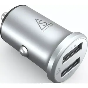 Automašīnas lādētājs Holdit Smartline 4,8A alumīnijs, 2x USB, sudraba
