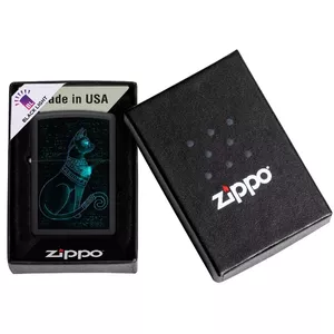 Windproof petrol lighter Zippo 48582 — Spiritual Cat design, refillable metal case