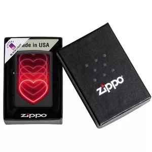 Lighter Zippo 48593 Hearts Design — refillable windproof metal lighter, brushed chrome finish