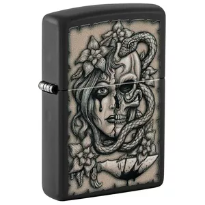 Windproof Zippo lighter Zippo 48616 with 'Gory Tattoo' printed metal case