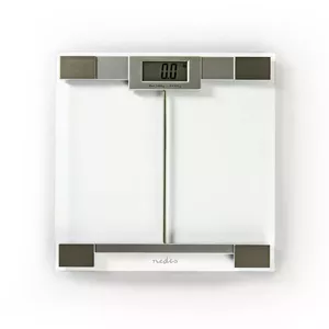 Nedis PESC110DCT Elektroniskie personas svari caurspīdīgā dizainā ar 180 kg ietilpību, 100 g precizitāti un LCD displeju