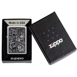 Lighter Zippo 48567 Jungle Design — windproof metal refillable lighter, classic Zippo case