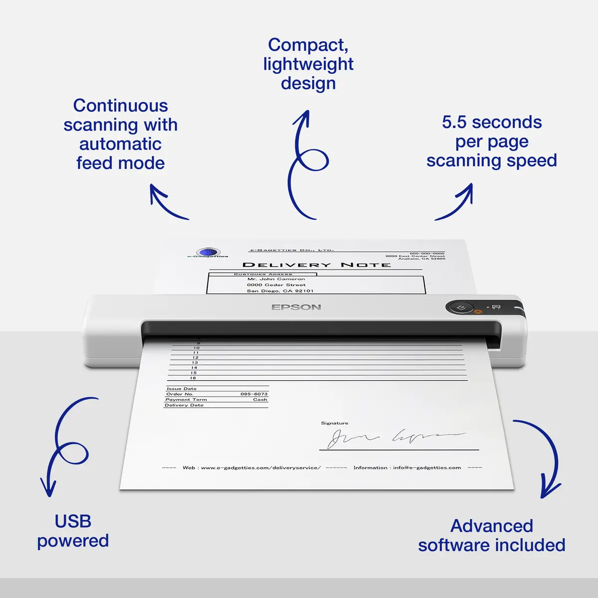 Epson WorkForce DS-70 Mobile Document Scanner Photo 2