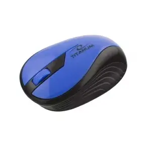 Беспроводная оптическая офисная мышь Titanum TM114B — правая, RF Wireless, 1000 DPI, 3 кнопки, колесо, чёрно-синяя