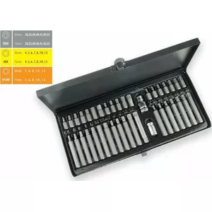 Screwdriver Bit Set Dedra 40 pcs in metal case, assorted bit types
