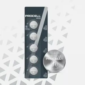 Coin cell battery Procell CR2032 3V lithium — pack of 5