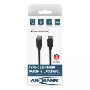 Mobile phone cable Ansmann 1700-0106 Black USB C Lightning 0.12 m